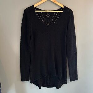 Brandy Melville black knit long sleeve crochet details sweater style top